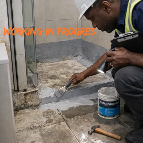 Shower waterproofing work in progress